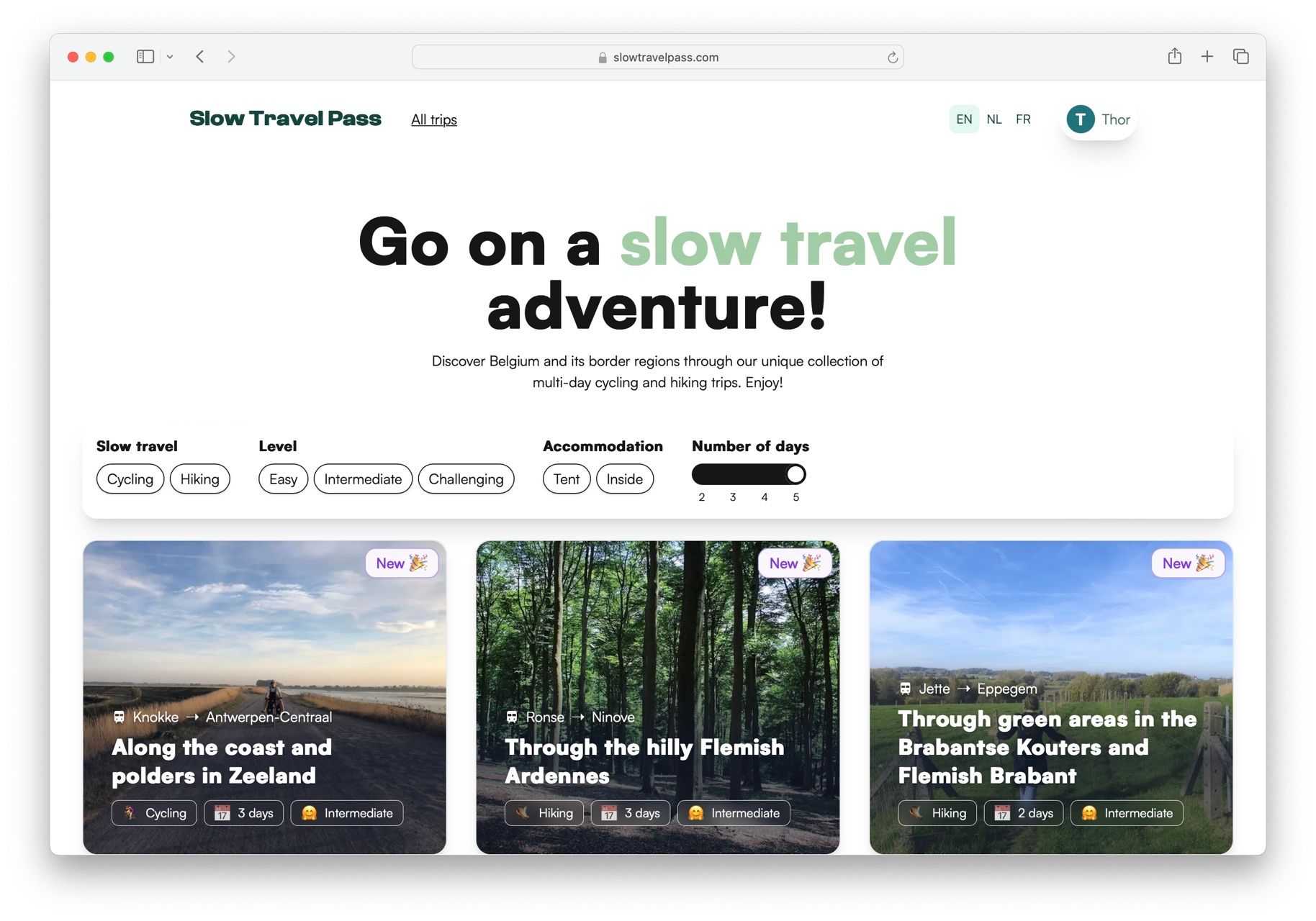 Slow Travel Pass is a collection of complete trip plans for 25+ slow travel trips in Belgium. These trips were hand-crafted by my colleagues Dries and Manon, building on the experience of having planned 600+ custom trips for slow travellers in Belgium (with great reviews!).
Slow Travel Pass takes travellers across Belgium's varied natural, cultural and architectural features, in formats that fit any traveller's time and effort budgets.